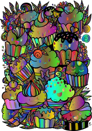 Cupcake Doodle Nature Stickdatei