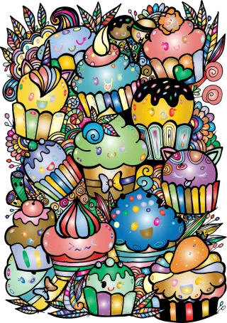 Cupcake Doodle Food Stickdatei