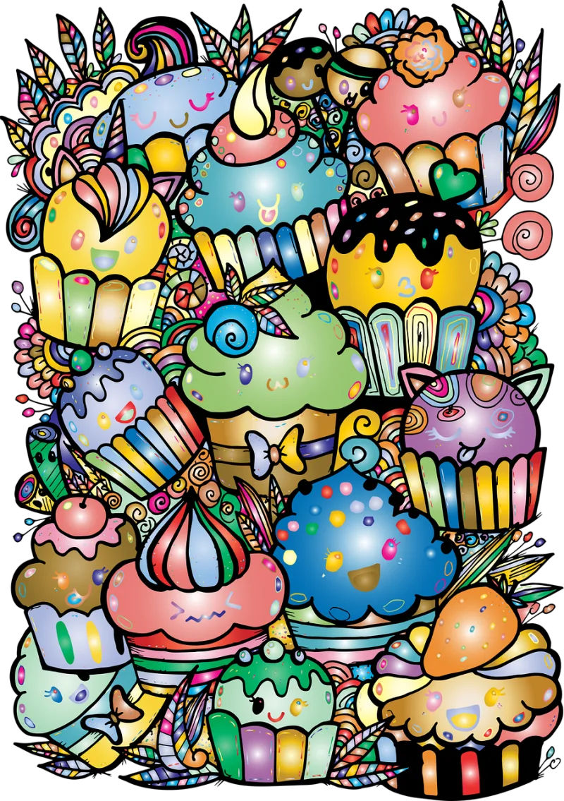 Cupcake Doodle Food Stickdatei – Kinder