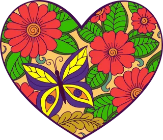 Heart Beautiful flowers Flowers Stickdatei