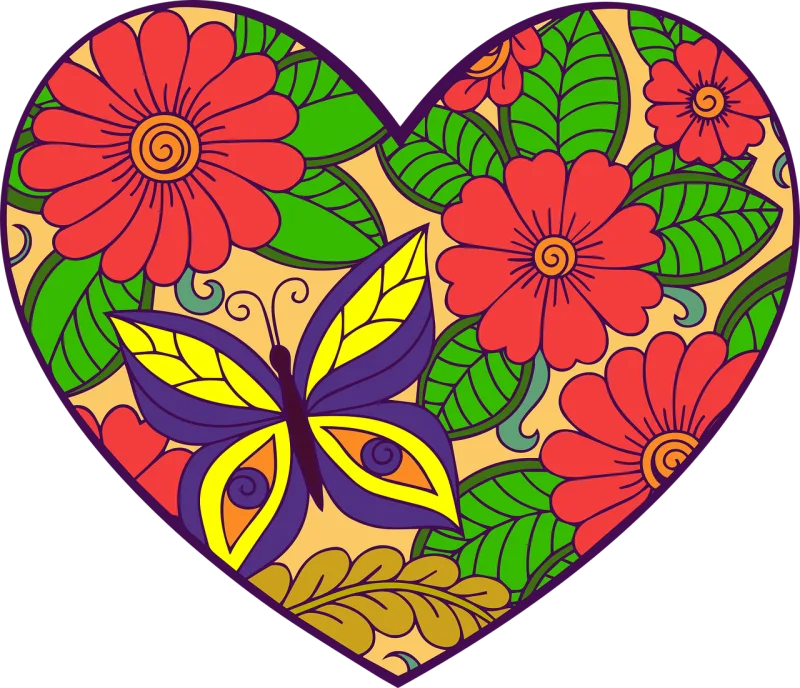 Heart Beautiful flowers Flowers Stickdatei – Herzen & Liebe