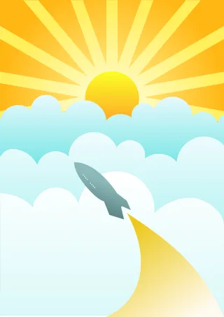 Sun Rocket Sky Stickdatei
