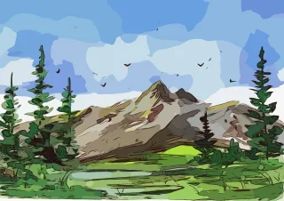 Mountain Forest Nature Stickdatei