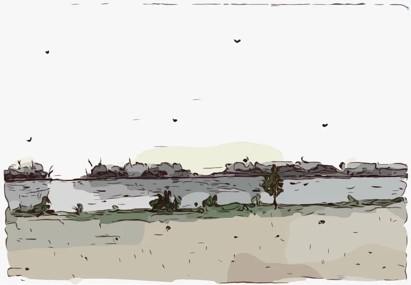 River Beach Bank Stickdatei – Natur