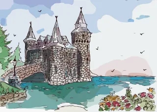 Castle Flower background Flowers Stickdatei
