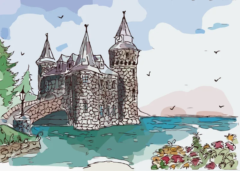 Castle Flower background Flowers Stickdatei – Kinder