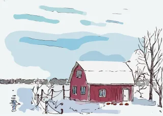 House Winter Season Stickdatei