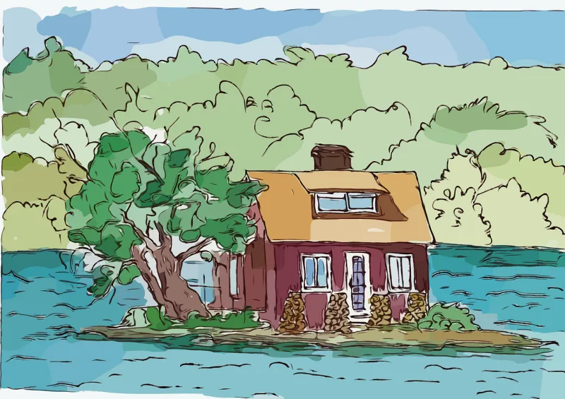 Island House Forest Stickdatei – Natur