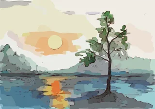 Nature Sunset Art Stickdatei