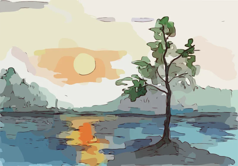 Nature Sunset Art Stickdatei – Natur