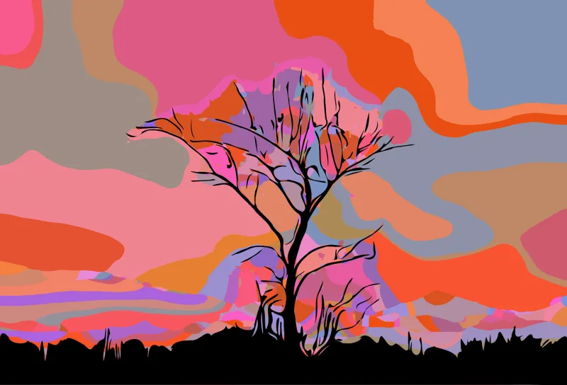 Tree Landscape Abstract Stickdatei – Natur
