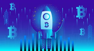 Spaceship Bitcoin Rocket Stickdatei