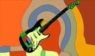Guitar Bass Retro Stickdatei – Musik