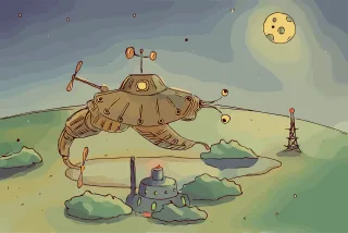 Ship Night sky Shrimp Stickdatei