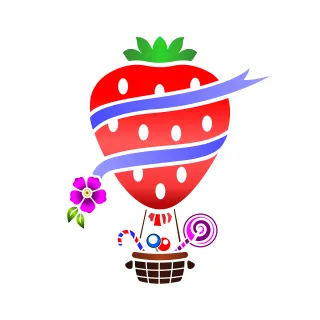 Strawberry Beautiful flowers Hot air balloon Stickdatei
