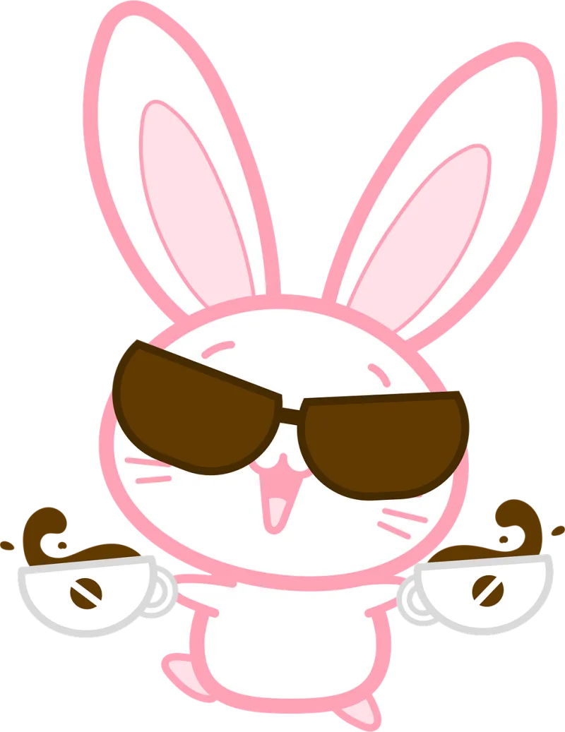 Coffee Rabbit Cartoon Stickdatei – Tiere