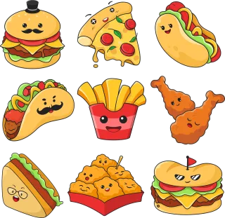 Fast food Meal Cartoon Stickdatei