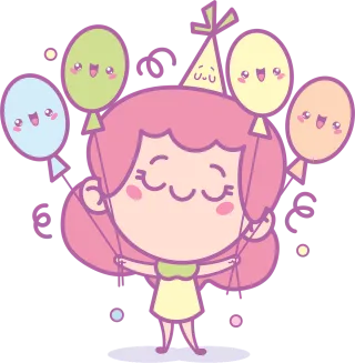 Girl Happy birthday Balloons Stickdatei – Kinder