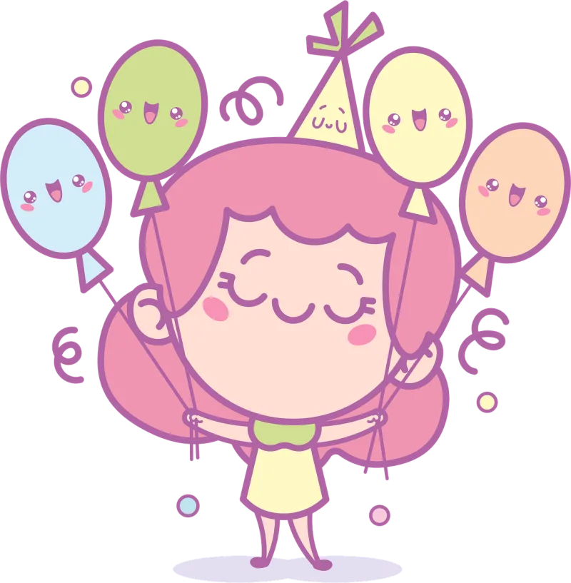 Girl Happy birthday Balloons Stickdatei – Kinder