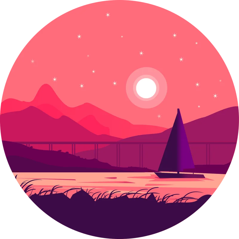 Lake Sailing Sunset Stickdatei – Natur