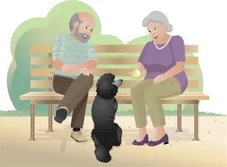Older couple Animal Dog Stickdatei