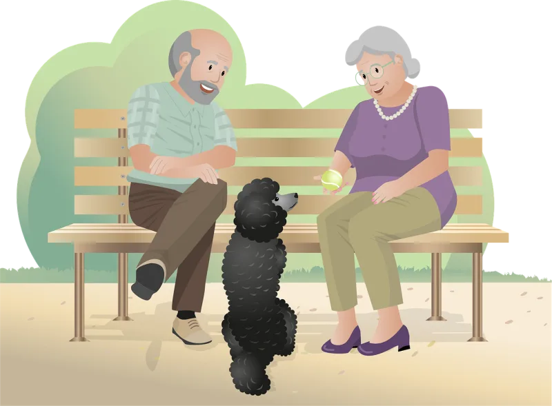 Older couple Animal Dog Stickdatei – Herzen & Liebe
