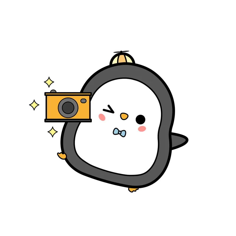 Penguin Camera Character Stickdatei – Tiere
