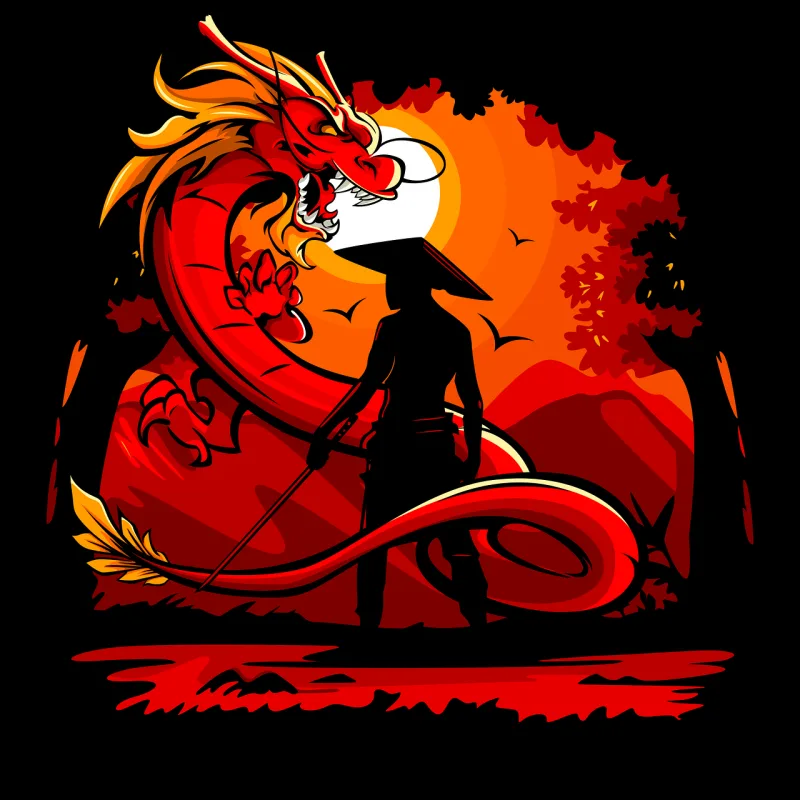 Dragon Fantasy Samurai Stickdatei – Natur