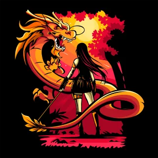 Dragon Katana Woman Stickdatei