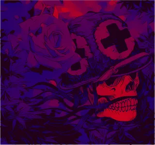 Skull Soldier Rose flower Stickdatei