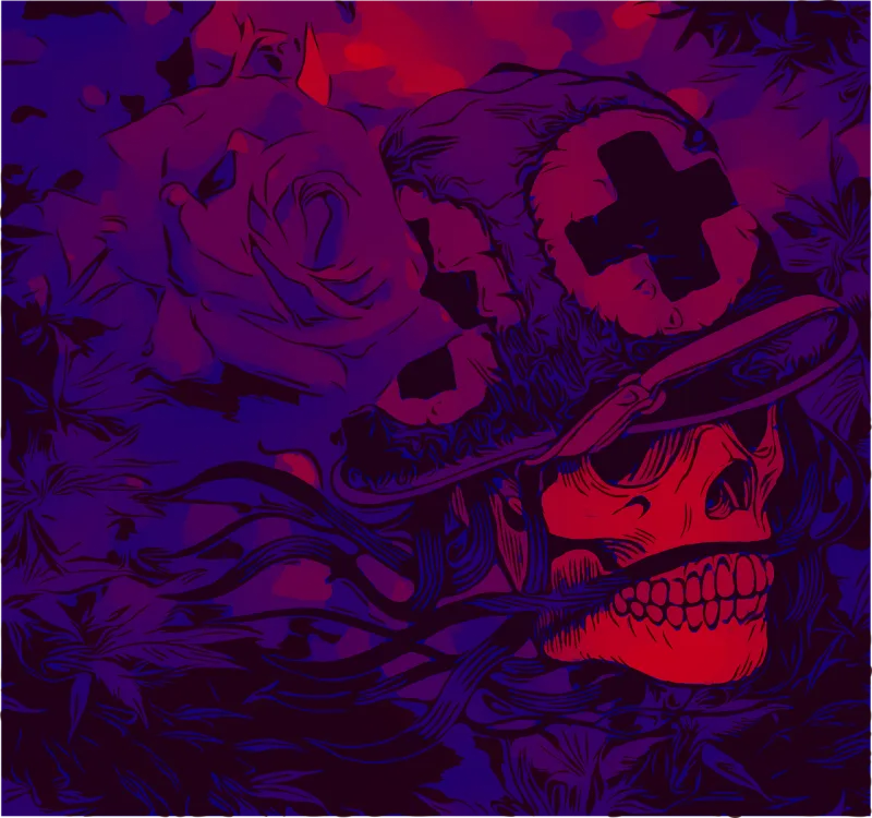 Skull Soldier Rose flower Stickdatei – Blumen