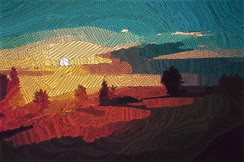 Landscape Sunset Nature Stickdatei – Natur