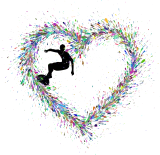 Surfing Wave Heart Stickdatei