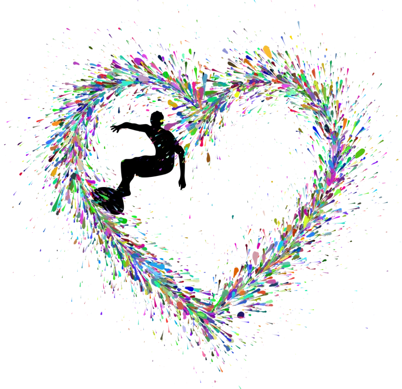 Surfing Wave Heart Stickdatei – Sport