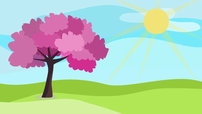 Cartoon Beautiful wallpaper Pink tree Stickdatei – Natur