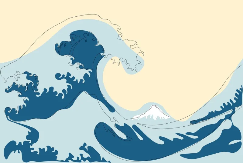 The great wave off kanagawa Art Drawing Stickdatei – Natur