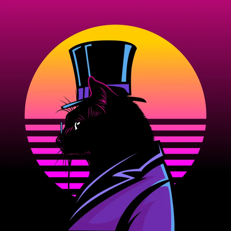 Tuxedo Cat Cyberpunk Stickdatei – Natur