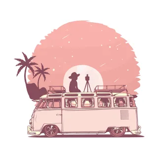Van Sunset Landscape Stickdatei