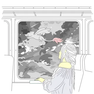 Woman Dragon Train Stickdatei