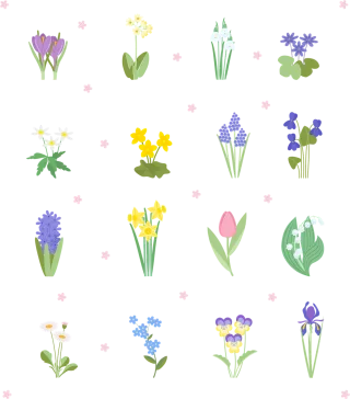 Flowers Spring flowers Icons Stickdatei