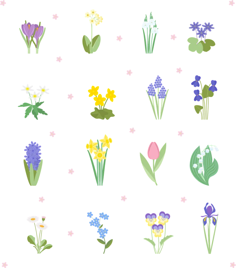 Flowers Spring flowers Icons Stickdatei – Blumen