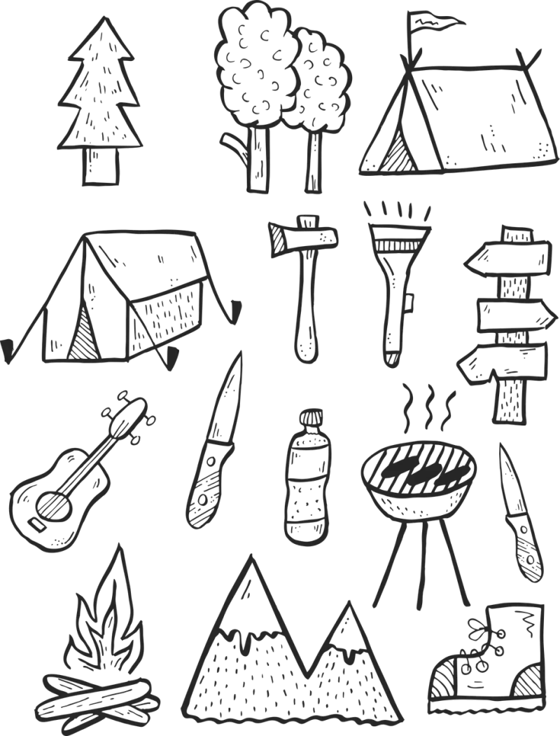 Camping Cartoon Nature Stickdatei – Fahrzeuge