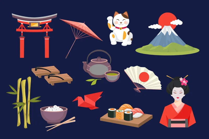 Japanese set Japanese Japan Stickdatei – Essen & Trinken