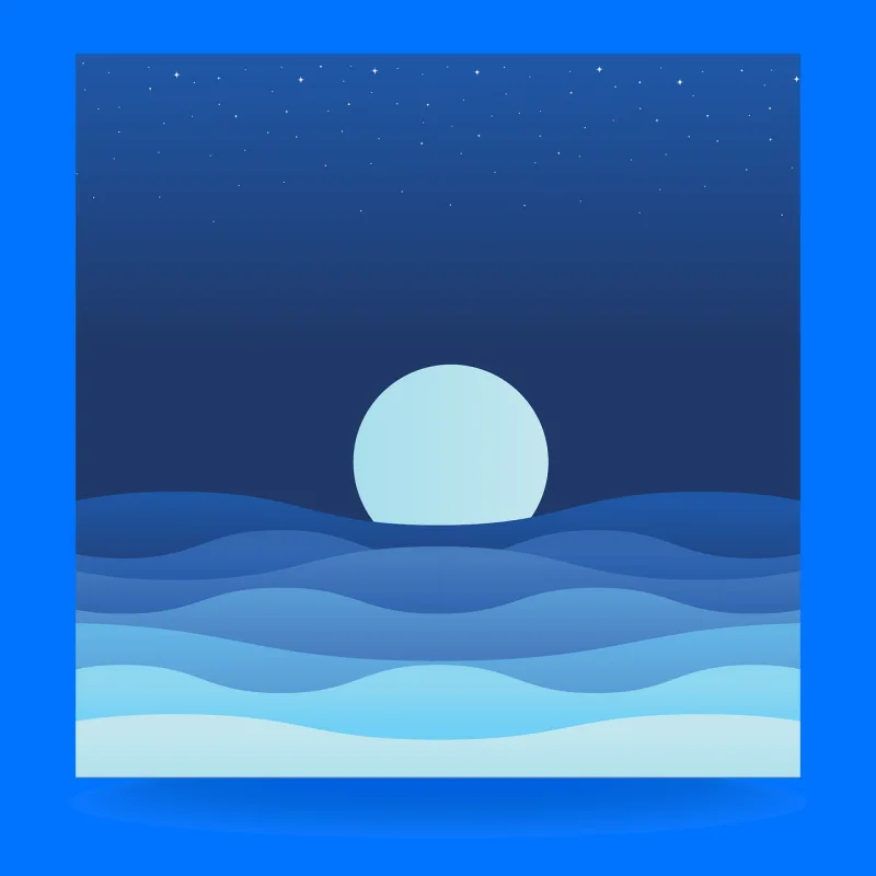 Sea Moon Painting Stickdatei – Natur