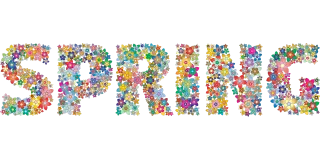 Spring Flowers Typography Stickdatei – Blumen