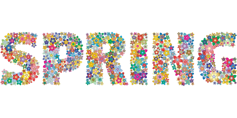 Spring Flowers Typography Stickdatei – Blumen