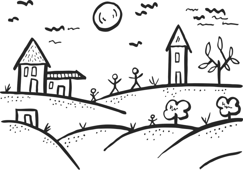 Village People Hills Stickdatei – Natur