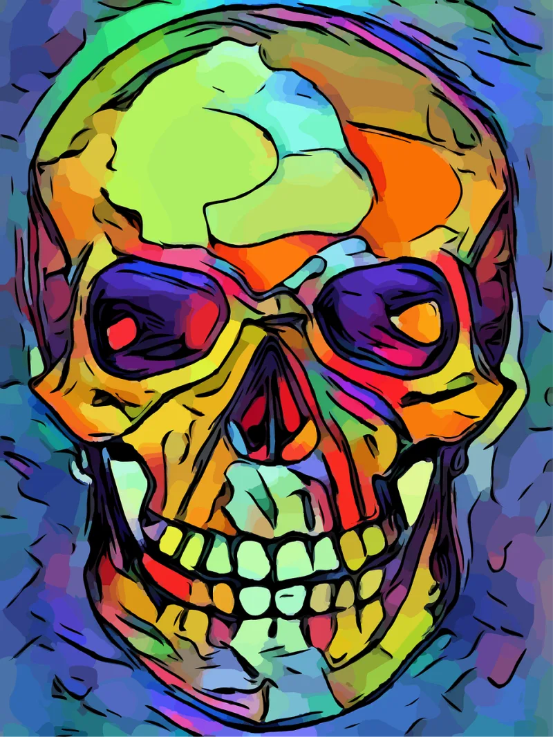 Skull Rainbow Abstract Stickdatei – Kinder