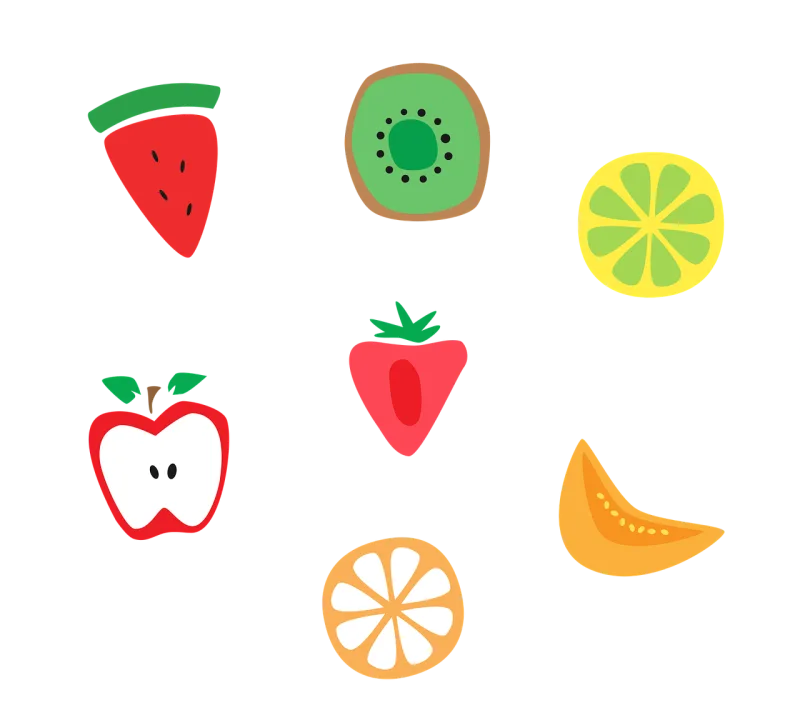 Fruits Cartoon fruits Sliced fruits Stickdatei – Essen & Trinken