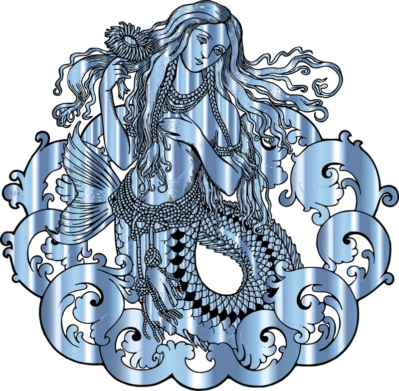 Mermaid Creature Fantasy Stickdatei – Kinder